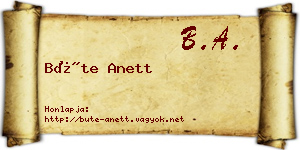Büte Anett névjegykártya
